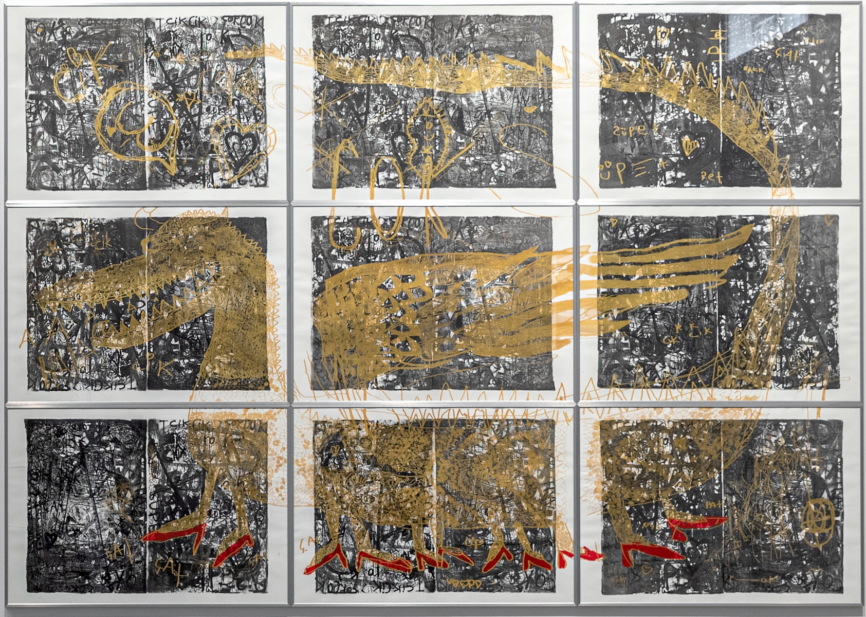 stone lithography and silkscreen print on paper, cm 210x300 (9 parts each 70x100 cm)